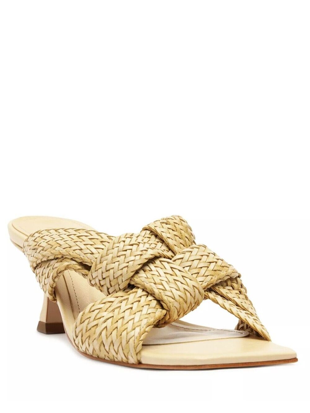 Schutz Women's Kali Kitten Heel Sandals Natural (10.5) Retail $168
